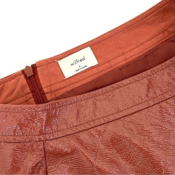 Aritzia Wilfred Tempest Patio Cinnamon Brown Vegan Leather Mini Skirt - Picture 6 of 8